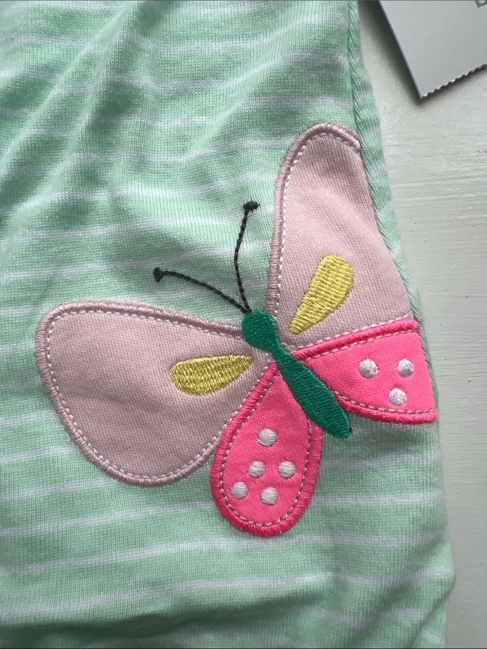 Carter's Mint Green and Pink Butterfly Short-Sleeve Baby Romper